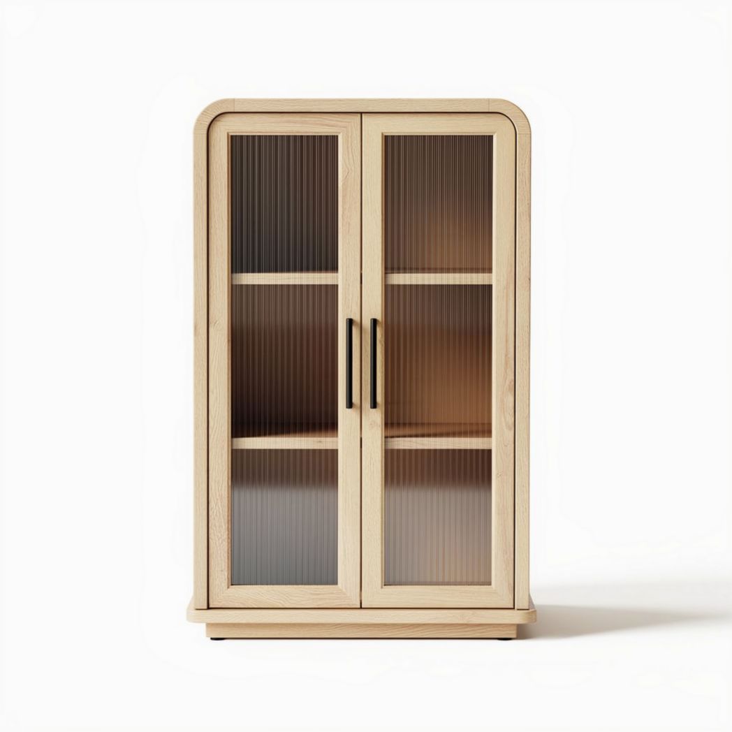 Armoire en bois avec portes en verre et étagères 80 x 40 x 120cm