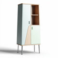 Armoire de rangement en bois et plastique 80 x 40 x 180 cm couleur vert et blanc
