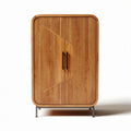 Armoire en bois avec porte en relief et pieds métalliques 80 x 45 x 120cm